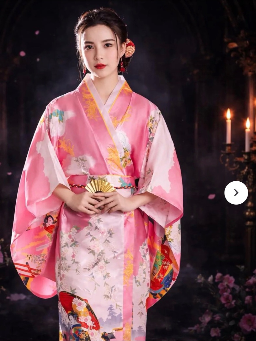 Gorgeous Floral Satin Kimono Robe